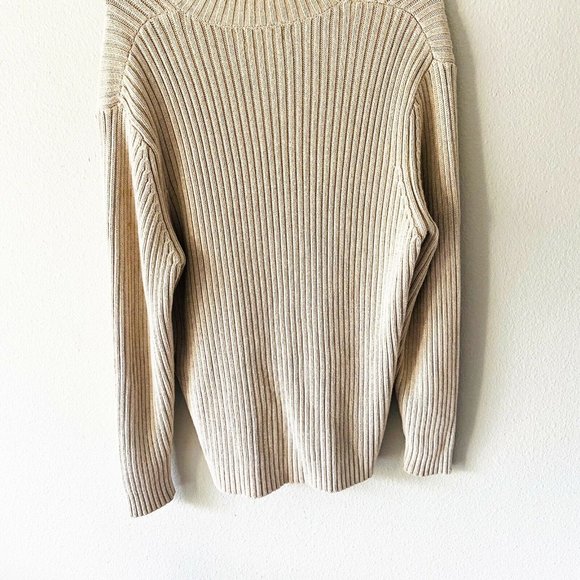 Lands’ End cream 100% cotton mens ribbed sweater - Picture 7 of 7